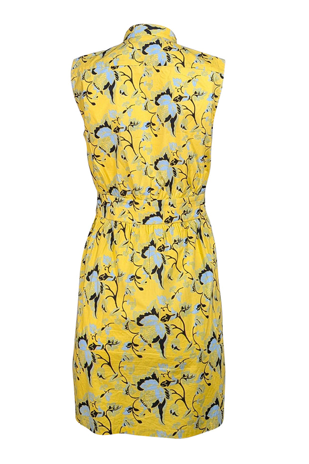 Diane von Furstenberg - Yellow & Blue Floral Mini Shirt Dress Sz 4