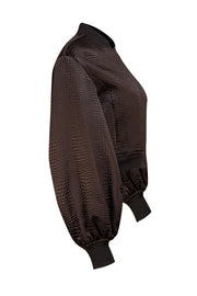 Ted Baker - Brown Jacquard Weave Cropped "Bailey" Bomber Jacket Sz 4 - Current Boutique