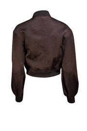 Ted Baker - Brown Jacquard Weave Cropped "Bailey" Bomber Jacket Sz 4 - Current Boutique