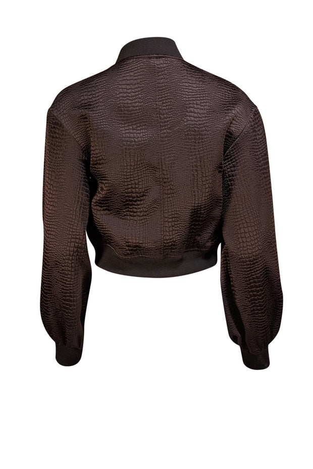 Ted Baker - Brown Jacquard Weave Cropped "Bailey" Bomber Jacket Sz 4 - Current Boutique