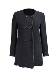 Isabel Marant - Black Herringbone Double Breasted Jacket Sz 10 - Current Boutique