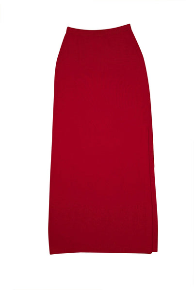 St. John - Red Knit Maxi Skirt Sz 6 - Current Boutique