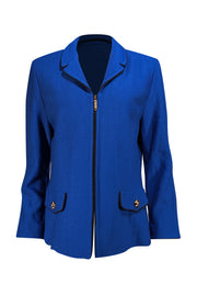 St John Collection - Blue W/ Black Trim Collared Jacket Sz 14