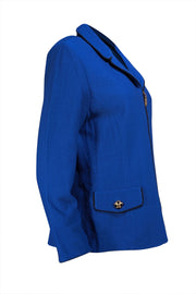 St John Collection - Blue W/ Black Trim Collared Jacket Sz 14