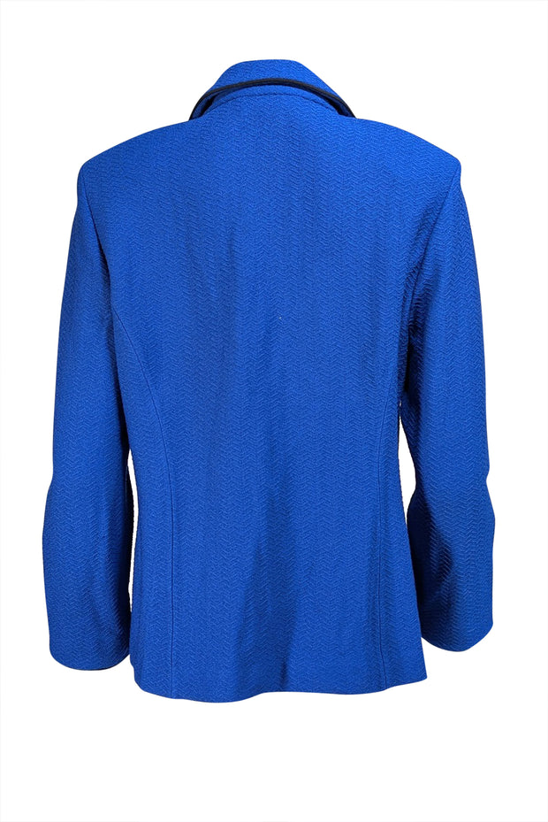 St John Collection - Blue W/ Black Trim Collared Jacket Sz 14