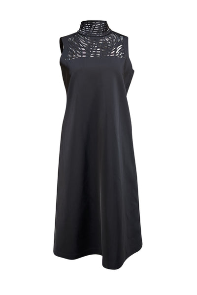 Lafayette 148 - Black Sleeveless Mock Neck Midi Dress Sz S - Current Boutique