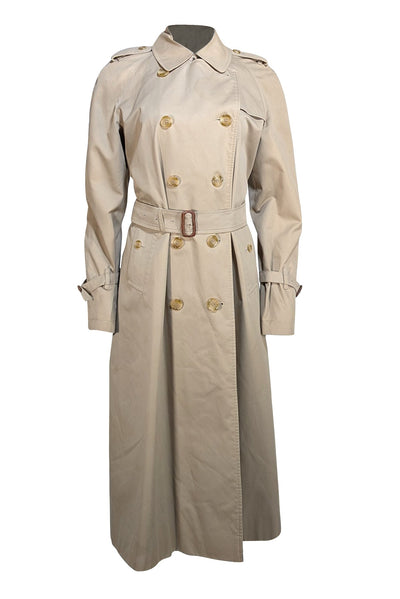 Burberry - Khaki Belted Midi Trench Coat Sz 12 - Current Boutique