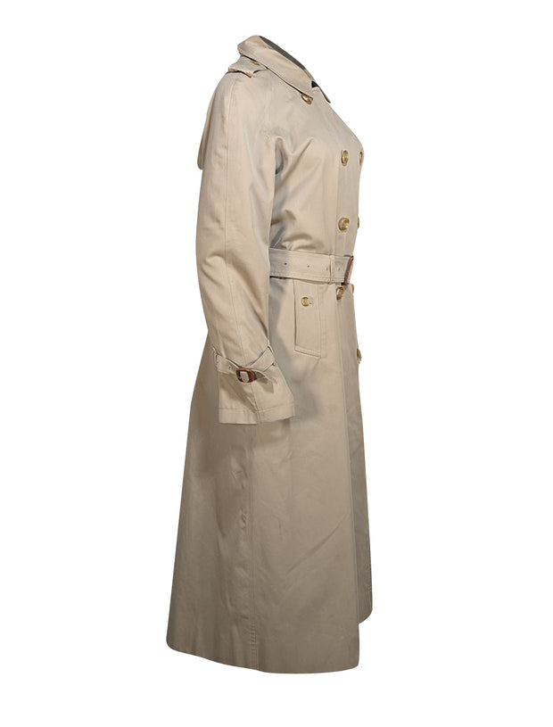 Burberry - Khaki Belted Midi Trench Coat Sz 12 - Current Boutique