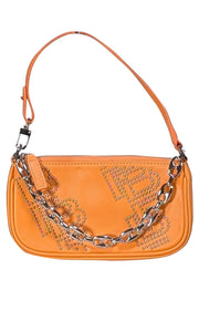 By Far - Orange Lambskin Leather Studded Mini Bag