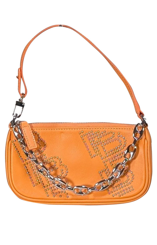 By Far - Orange Lambskin Leather Studded Mini Bag