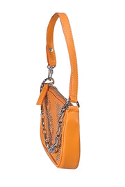 By Far - Orange Lambskin Leather Studded Mini Bag