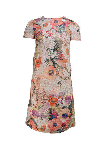 Tory Burch - Peach & Multicolor Floral Short Sleeve Dress Sz 2