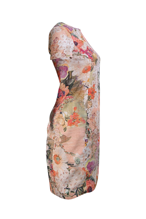 Tory Burch - Peach & Multicolor Floral Short Sleeve Dress Sz 2