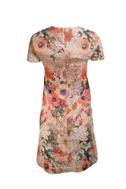 Tory Burch - Peach & Multicolor Floral Short Sleeve Dress Sz 2