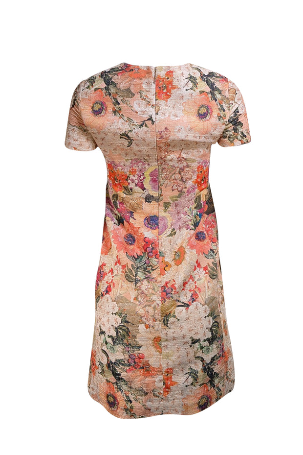 Tory Burch - Peach & Multicolor Floral Short Sleeve Dress Sz 2