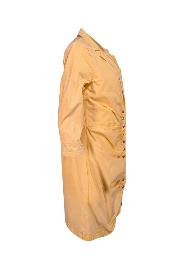 Retrofete - Butter Yellow Wrap Denim Mini "Willa" Dress Sz XL - Current Boutique