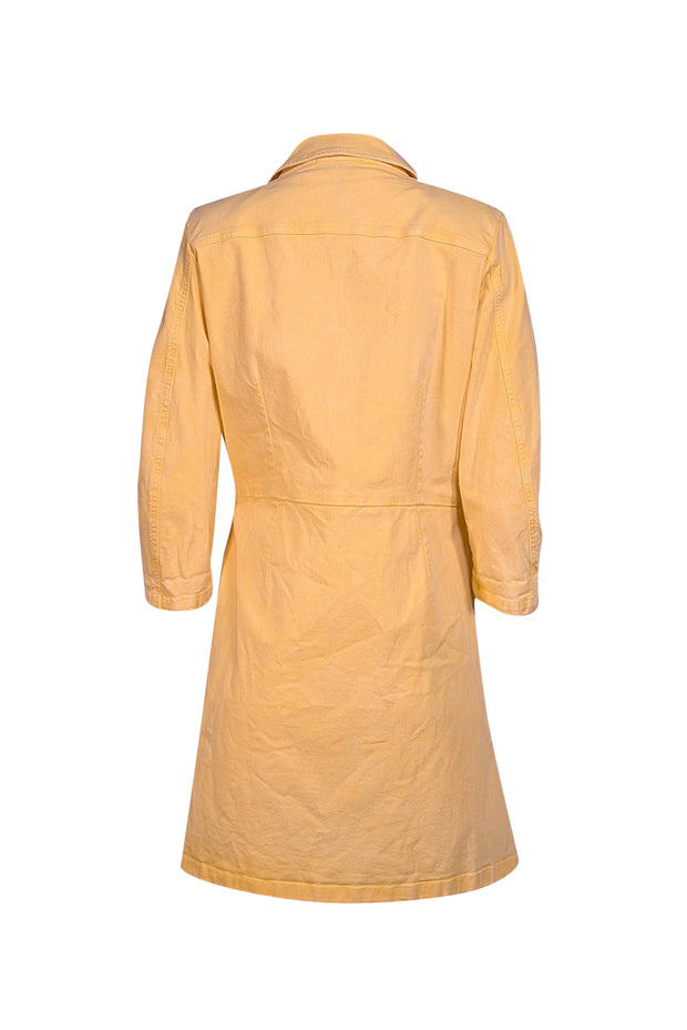 Retrofete - Butter Yellow Wrap Denim Mini "Willa" Dress Sz XL - Current Boutique