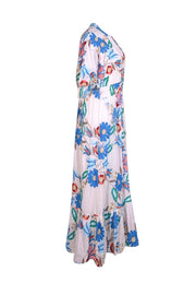 Oliphant - White & Multicolor Embroidered Print Maxi Dress Sz M - Current Boutique