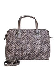 Coach - Grey & Cream Print Fabric Satchel w/ Leather Trims