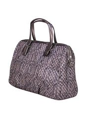Coach - Grey & Cream Print Fabric Satchel w/ Leather Trims
