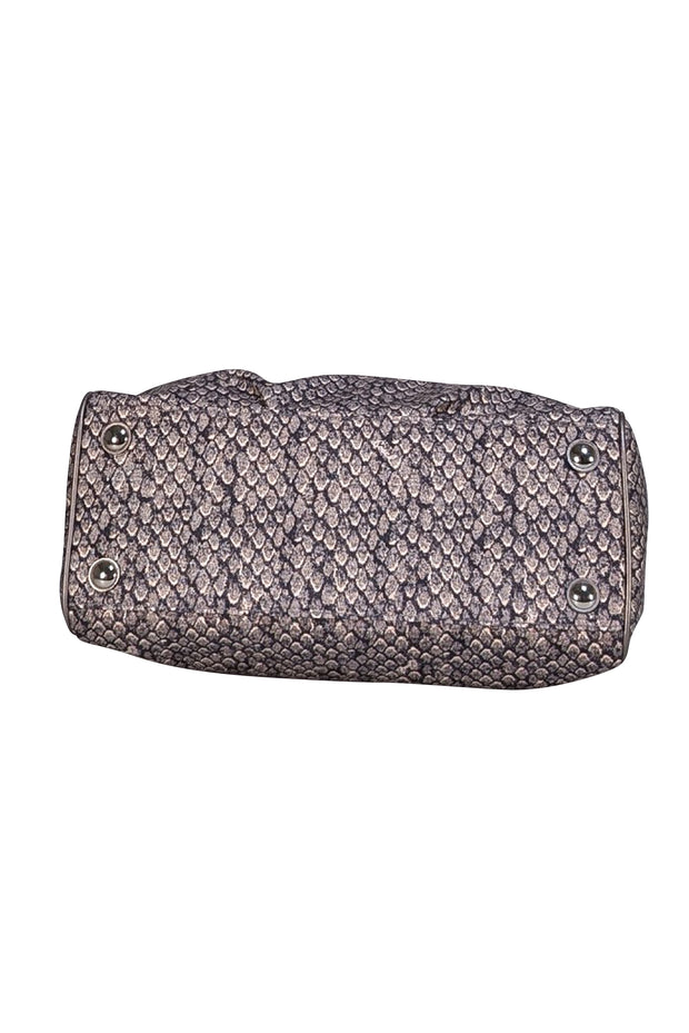 Coach - Grey & Cream Print Fabric Satchel w/ Leather Trims