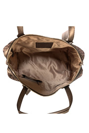 Coach - Grey & Cream Print Fabric Satchel w/ Leather Trims