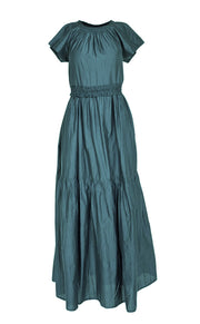Mirth - Teal Tiered Cotton Maxi Dress Sz 4 - Current Boutique