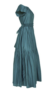 Mirth - Teal Tiered Cotton Maxi Dress Sz 4 - Current Boutique