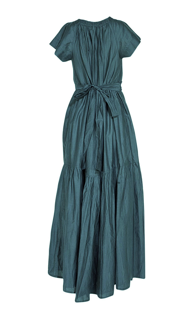 Mirth - Teal Tiered Cotton Maxi Dress Sz 4 - Current Boutique