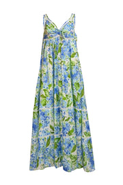 Molly Moorkamp - Blue & Green Floral Quincy Sleeveless Maxi Dress Sz 2 - Current Boutique