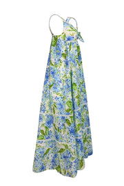 Molly Moorkamp - Blue & Green Floral Quincy Sleeveless Maxi Dress Sz 2 - Current Boutique