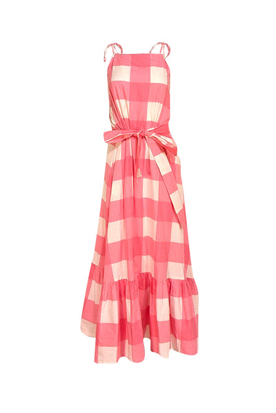 Little Tienda - Pink & White Gingham "Rowe" Maxi Dress Sz XS - Current Boutique