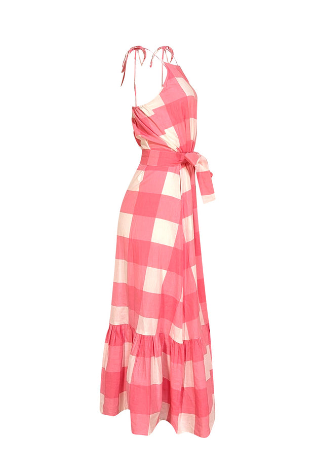 Little Tienda - Pink & White Gingham "Rowe" Maxi Dress Sz XS - Current Boutique