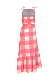 Little Tienda - Pink & White Gingham "Rowe" Maxi Dress Sz XS - Current Boutique