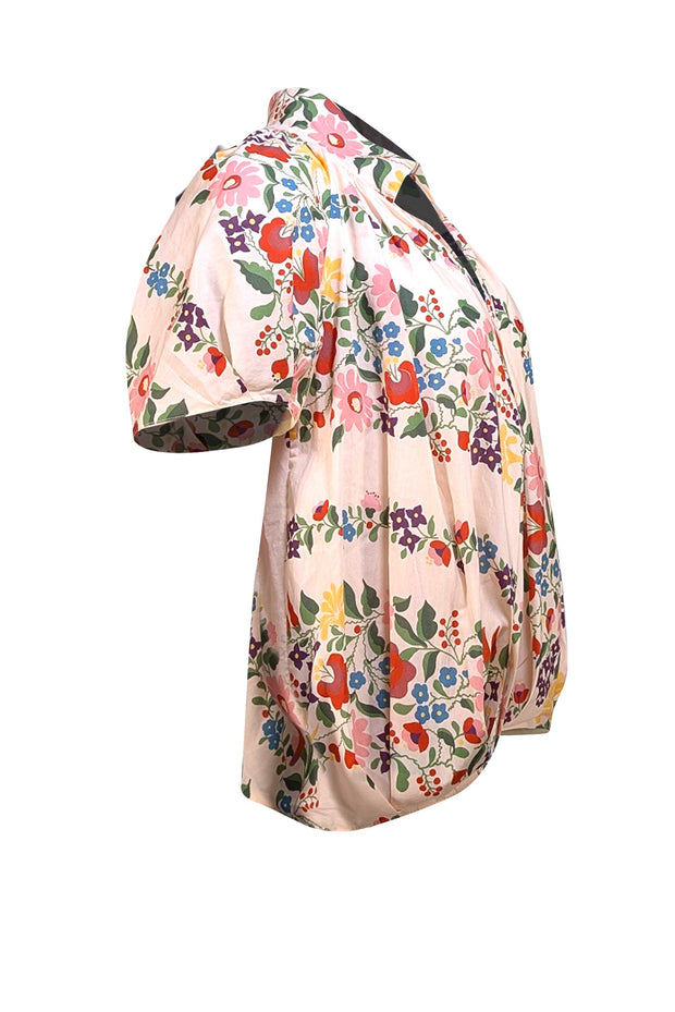 Tish Cox - Cream Multi Floral Cotton Shirt Sz S - Current Boutique