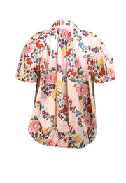 Tish Cox - Cream Multi Floral Cotton Shirt Sz S - Current Boutique