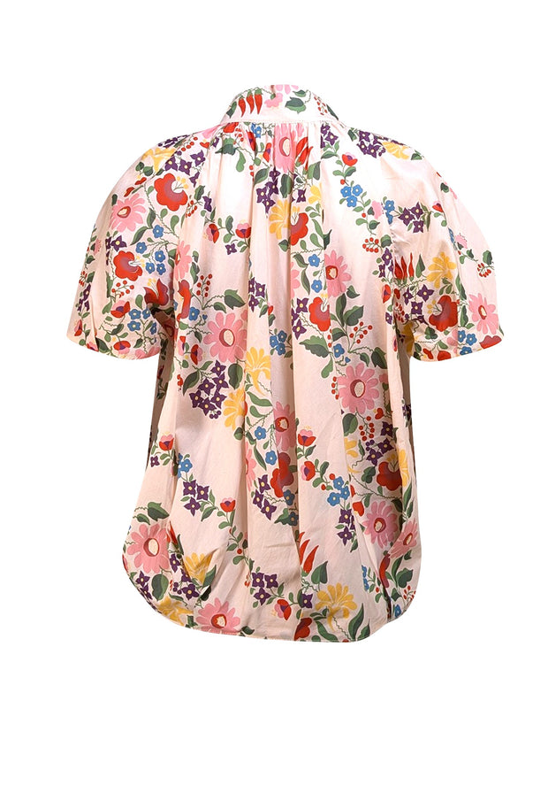 Tish Cox - Cream Multi Floral Cotton Shirt Sz S - Current Boutique