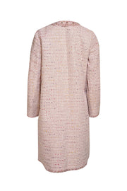 Kate Spade - Pink & White Tweed Collarless Long Jacket Sz 4 - Current Boutique