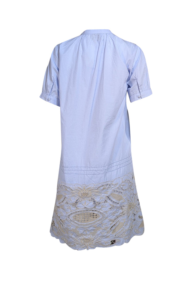 Rose and Rose - Pale Blue & White Eyelet Cotton "Bond" Mini Dress Sz S - Current Boutique