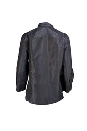 Carolina Herrera - Black Silk Button Down Shirt Sz L - Current Boutique