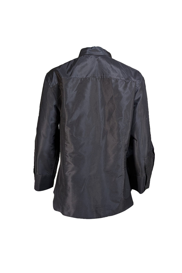 Carolina Herrera - Black Silk Button Down Shirt Sz L - Current Boutique