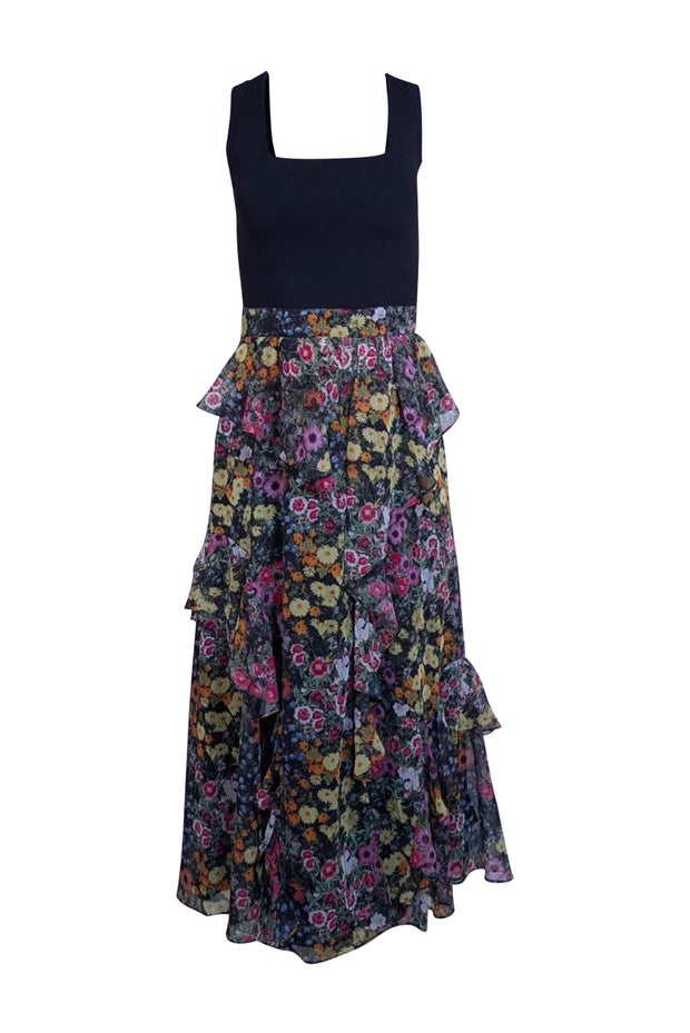 ted baker knitted frill full skirt dress Ted Baker Jennias Knit Bodice Dress With Ruffle Skirt, Black/Multi