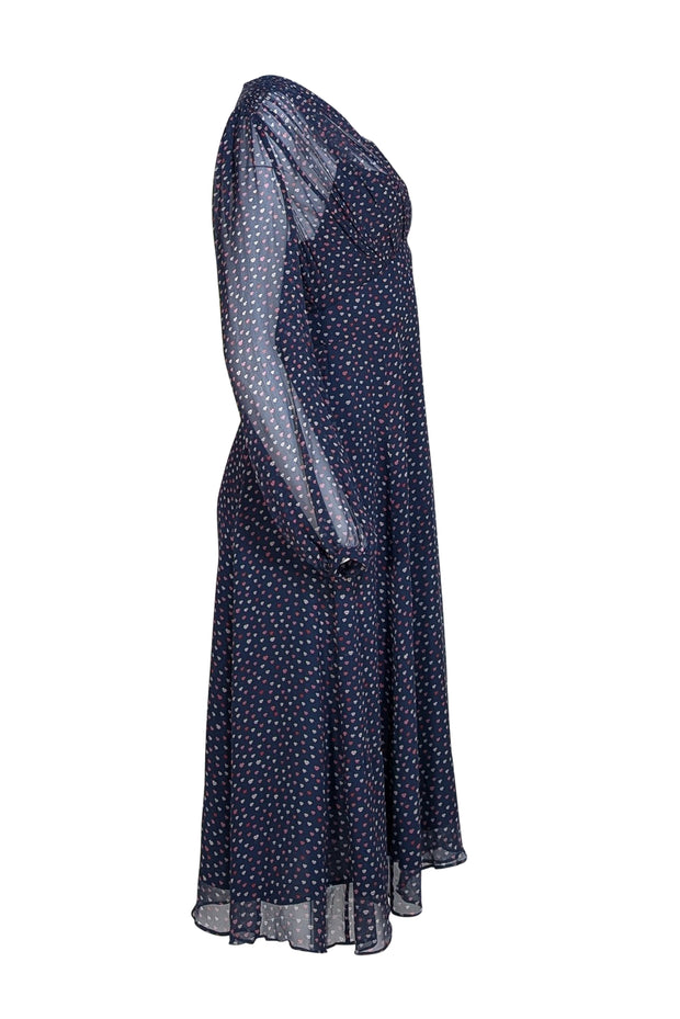 Kate Spade - Navy w/ Multicolor Lip Print Midi Dress Sz 14 - Current Boutique