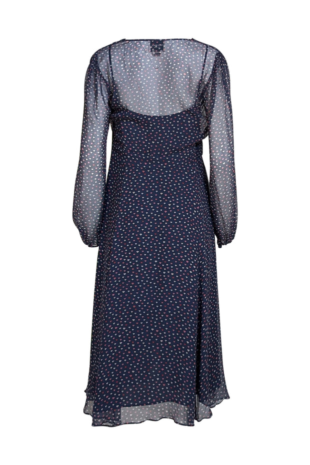 Kate Spade - Navy w/ Multicolor Lip Print Midi Dress Sz 14 - Current Boutique