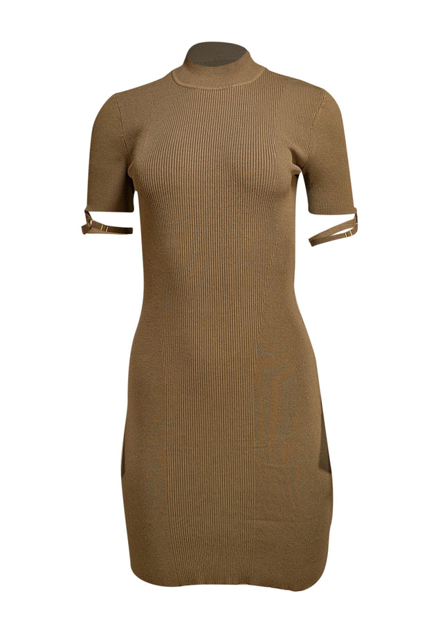 Jacquemus - Olive Green Mock Neck "La Robe Torre" Mini Dress Sz 4 - Current Boutique