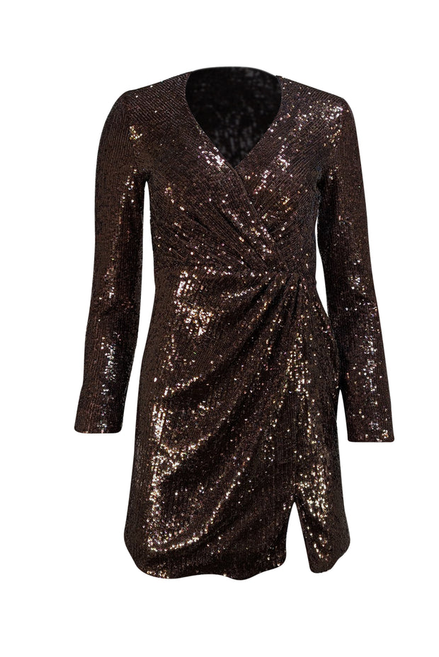 SIMKHAI Monty Hammered Sequin Blazer Dress - Brown