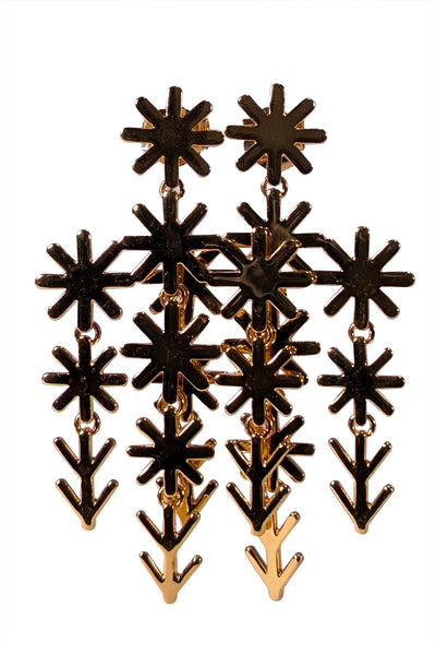 Asha by Ashley McCormick - Gold Colored Star Flower Chandelier Earrings