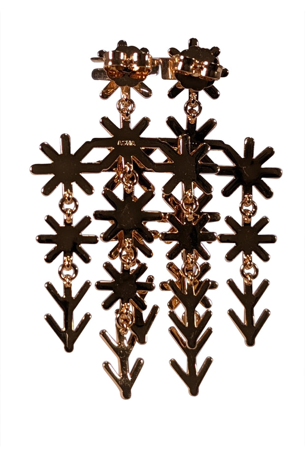 Asha by Ashley McCormick - Gold Colored Star Flower Chandelier Earrings