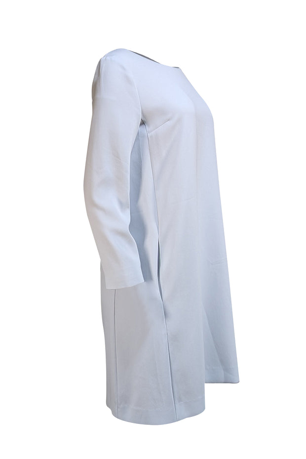 Theory - Pale Blue Paneled Crepe Shift Dress Sz M - Current Boutique
