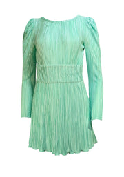 LoveShackFancy - Mint Green Plisse Pleated Satin Dress Sz 0 - Current Boutique